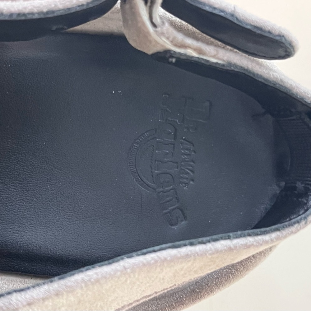 Dr. Martens Morana open-back suede penny loafers in a mid-gray/taupe color - Picture 12 of 13